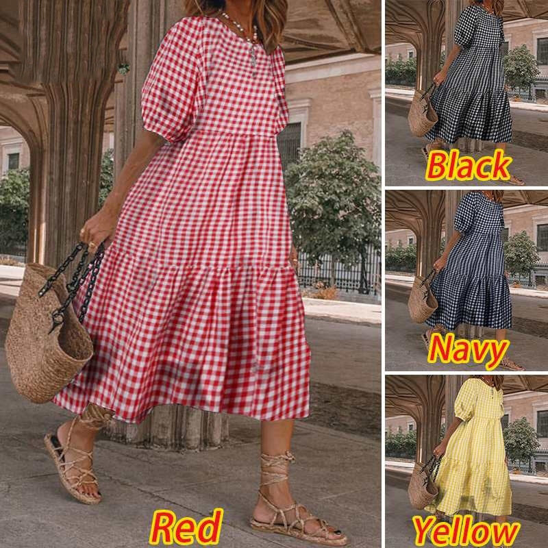 Vestido Casual de Verano de Manga Corta para Mujer