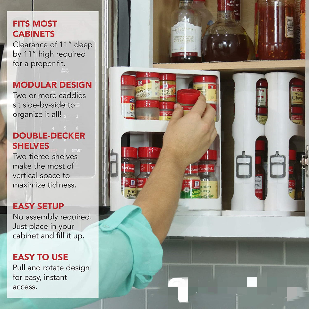 Estante Giratorio de Doble Nivel para Especias de Cocina