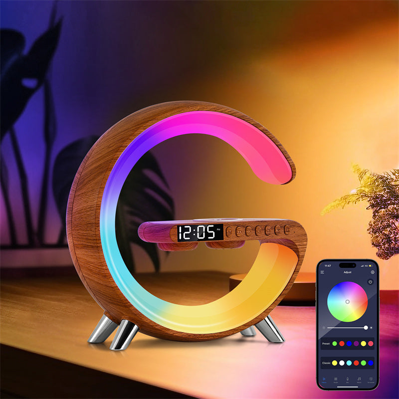 Lámpara LED Inteligente en G con Altavoz Bluetooth y Carga Inalámbrica